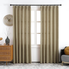 Olivia 100% Linen Curtains & Drapes Pleated