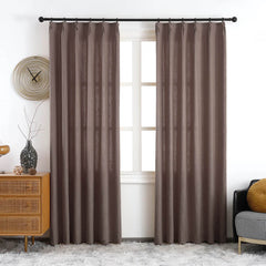 Olivia 100% Linen Curtains & Drapes Pleated