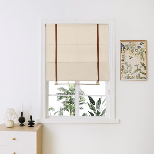 Maya Linen Plain Fold Roman Shades - VeilVeil