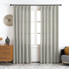 Olivia 100% Linen Curtains & Drapes Pleated