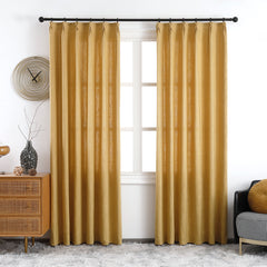 Olivia 100% Linen Curtains & Drapes Pleated