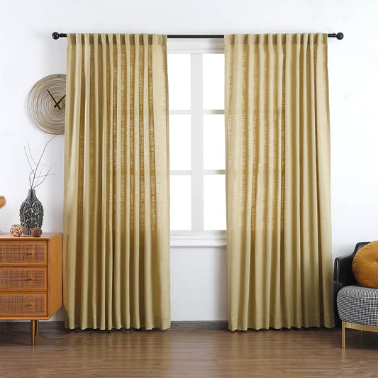 Olivia 100% Linen Curtains & Drapes Soft Top